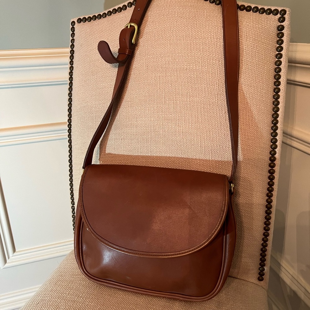 Vintage COACH leather cognac crossbody saddle bag
